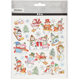 Velletje stickers , Skieende Sneeuwpoppen