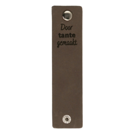 Durable Rechthoekige leren labels met drukknoop van 12 x 3 cm - Door Tante gemaakt per 2 stuks