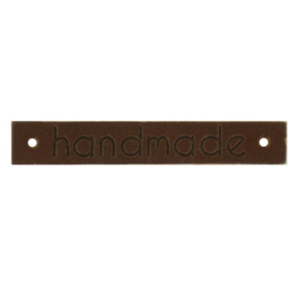 Leren label Handmade 10mm x 61,5mm bruin