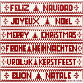 X-mas Cal mozaïek gehaakte kerst winter deken - rood/wit