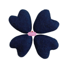 Vilten hartje van 3cm - Donkerblauw