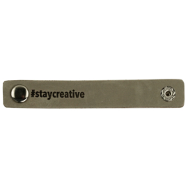 Durable leren label bandje met drukknoop van 10 x 1,5 cm - #Stay creative per 2 stuks