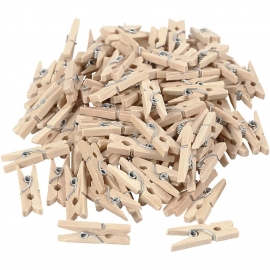Mini Wasknijpers berkehout 25 x 3mm ±100stuks