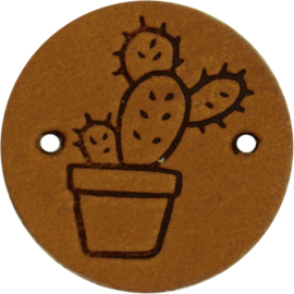 Durable Leren labels rond 2cm - Cactus per 2 stuks