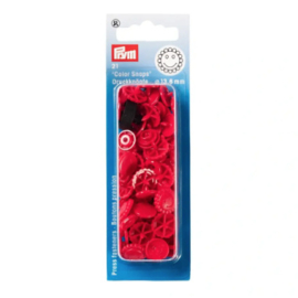 Kamsnaps Prym bloem met gezichtje 12,4mm rood