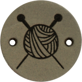 Durable Leren labels rond 2cm - Knitting per 2 stuks