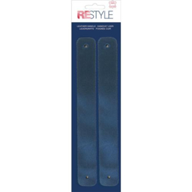 Restyle Handvat leer 18cm x 2cm - 2stuks - blauw