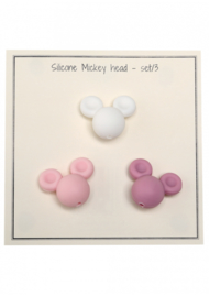 Go Handmade Siliconen kralen Micky 25x20mm - mix roze 3 kralen