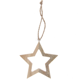 Rico ster hanger met gouden glitters 8cmx8cm