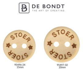 Houten knoop met tekst ★Stoer ★20mm