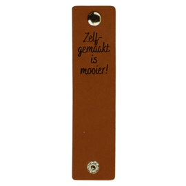 Durable Rechthoekige leren labels met drukknoop van 12 x 3 cm - Zelf gemaakt is mooier per 2 stuks