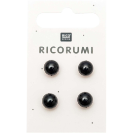 Rico aannaaibare oogjes zwart middel 8,5mm - 2 paar