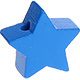 Houten kraal Mini-ster middenblauw effen ''babyproof''