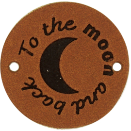 Durable Leren labels rond 3,5cm -To the moon and back per 2 stuks