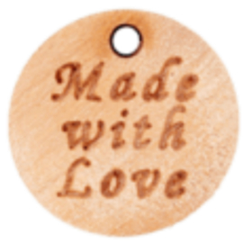 Houten label met Made with Love