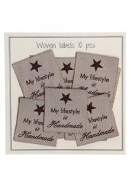 Go Handmade stoffen label"My lifestyle is handmade" Beige 10 stuks