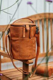 Muud Saturn XL leren tas voor handwerkprojecten 28xØ21cm - Whiskey kleur