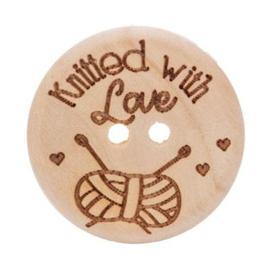 Durable houten knopen: Knitted with love 25mm -3 stuks-