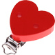 Speenclip houten hart effen gekleurd rood "babyproof"