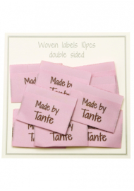 Go Handmade stoffen labels dubbelzijdig "Made by Tante" Pink 10 stuks