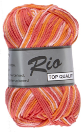 Lammy Yarns Rio katoen multi kleur 629 rood/oranjeroze mengeling