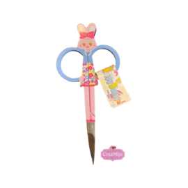 Borduurschaar met Happy Bunny 10 cm Blauw