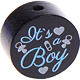 Houten kraal ''It's a Boy'' zwart ''babyproof''