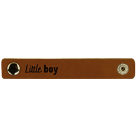 Durable leren label bandje met drukknoop van 10 x 1,5 cm - Little boy per 2 stuks