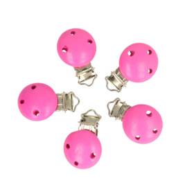 5 kleine houten speenclips Opry  Hard roze