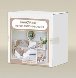 Haakpakket Puur Haken plaid met boek - beige
