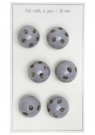 Go Handmade Rammelkralen - rammelballen grijs 28 mm - 6 stuks