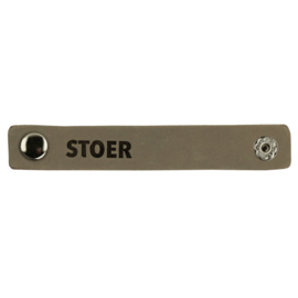 Durable leren label bandje met drukknoop van 10 x 1,5 cm -Stoer per 2 stuks