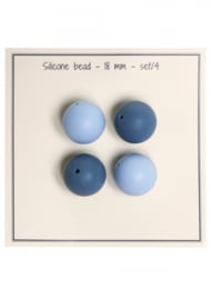 Go Handmade Siliconen kralen 18mm - mix blauw 4 kralen