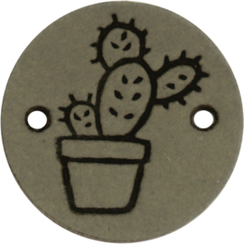 Durable Leren labels rond 2cm - Cactus per 2 stuks