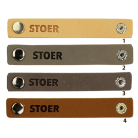 Durable leren label bandje met drukknoop van 10 x 1,5 cm -Stoer per 2 stuks