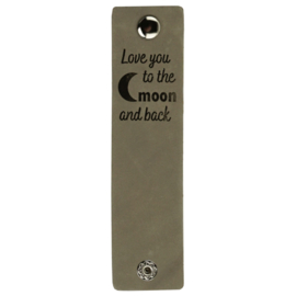 Durable Rechthoekige leren labels met drukknoop van 12 x 3 cm - Love you to the moon per 2 stuks