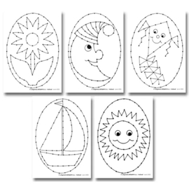 Borduurkaarten -Fantasie figuren  5 verschillende