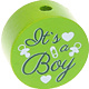 Houten kraal ''It's a Boy'' lichtgroen ''babyproof''