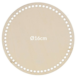 Houten tasbodem rond geperforeerd 16cm