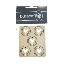 Durable Houten label Made by love 22mm - 5 labels