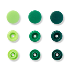 Kamsnaps Prym Love color rond 12,4mm donkergroen, groen en lime