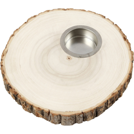 Schijf van hout met waxine licht houder