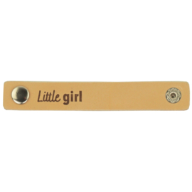 Durable leren label bandje met drukknoop van 10 x 1,5 cm - Little girl per 2 stuks