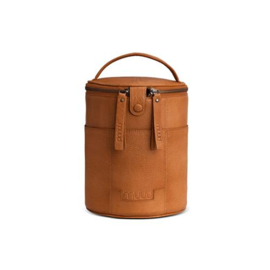 Muud Saturn leren tas voor handwerkprojecten 20xØ16cm - Whiskey kleur