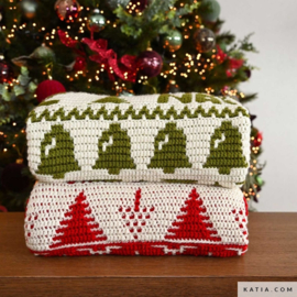 X-mas Cal mozaïek gehaakte kerst winter deken - rood/wit