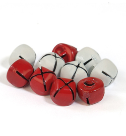 Kerstbelletjes rood en wit  12mm - 10 stuks