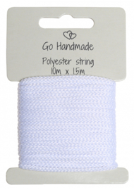 Go Handmade Polyesterkoord 1,5 mm White  - 10 meter