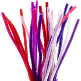 Chenilledraad 6mm Paars/roze harmonie -  24 stuks in doosje 