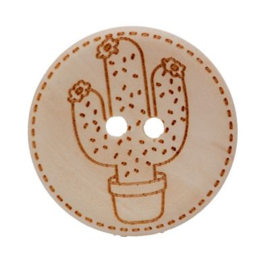 Durable houten knopen: met Cactus 30mm -2 stuks-