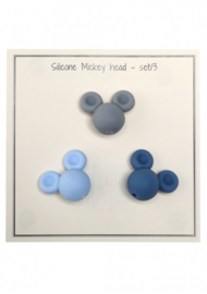 Go Handmade Siliconen kralen Micky 25x20mm - mix blauw 3 kralen